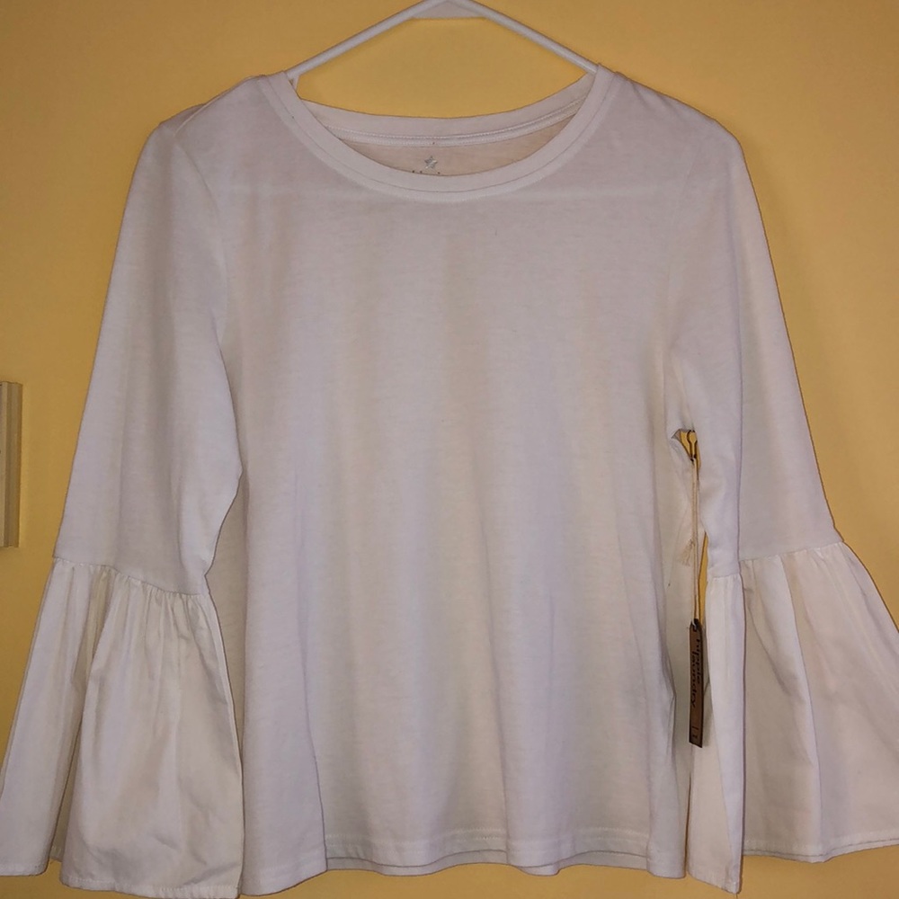 White shirt with long flowy sleeves